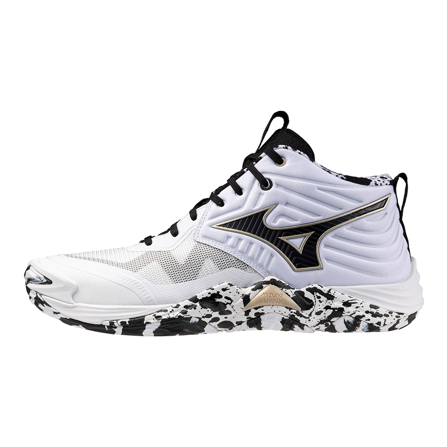 MIZUNO WAVE MOMENTUM ELITE MID WHITE BLACK GOLD