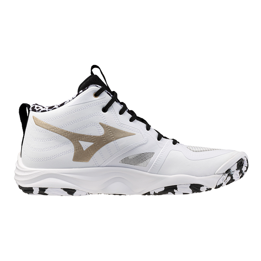 MIZUNO WAVE MOMENTUM ELITE MID WHITE BLACK GOLD